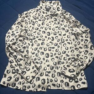 DKNY Womens Animal Print Long Sleeves Blouse